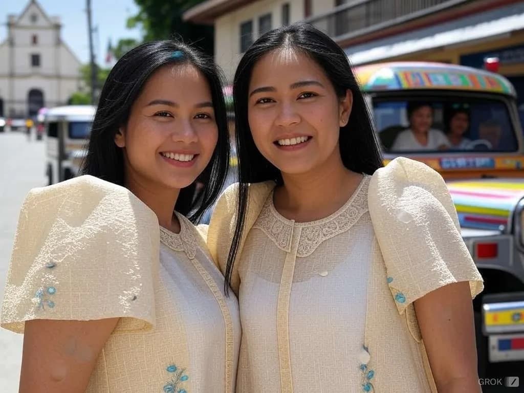 Two Filipina women smiling on a street in Manila