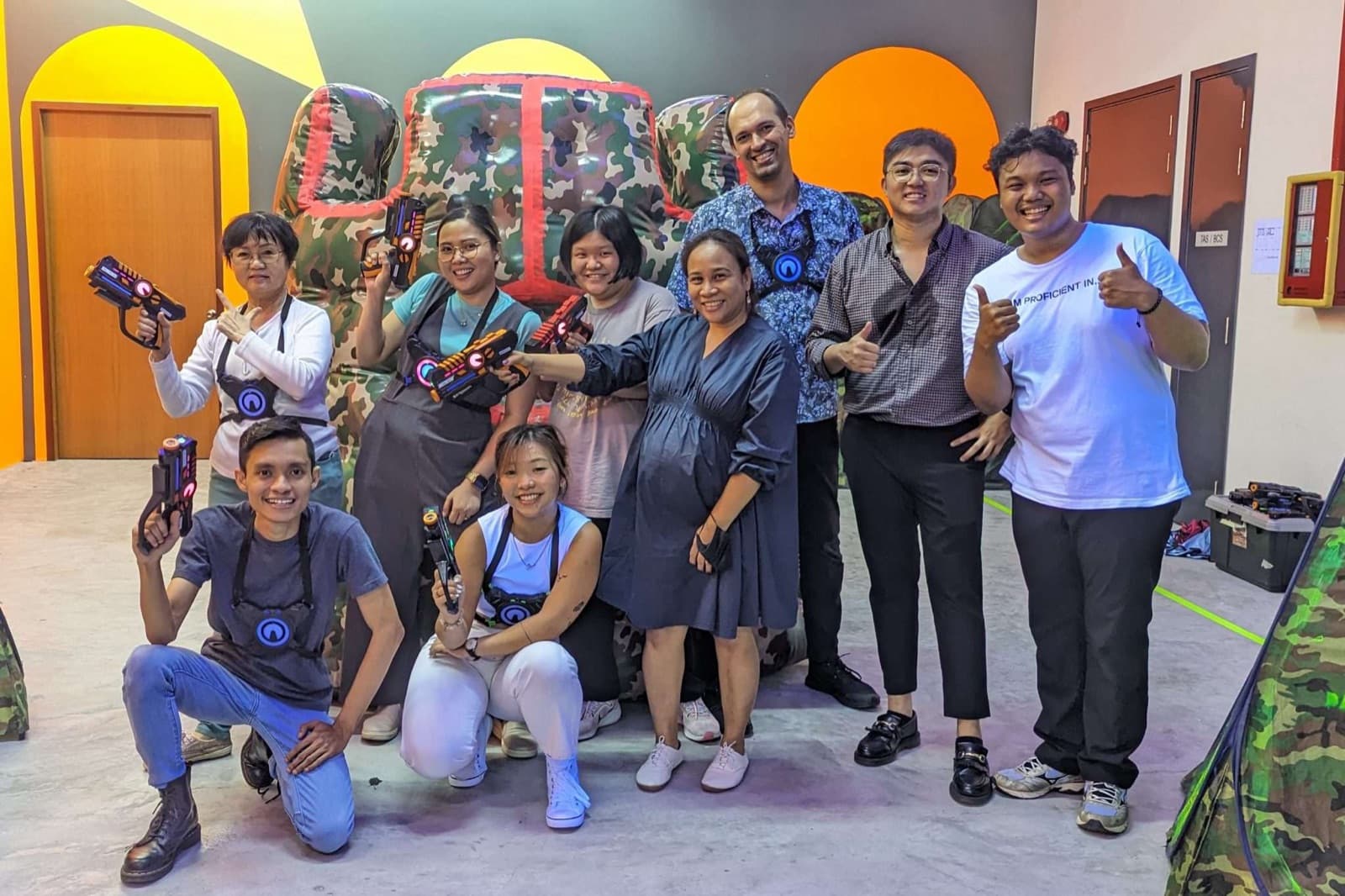 The We Are Caring team at a laser game team-building day