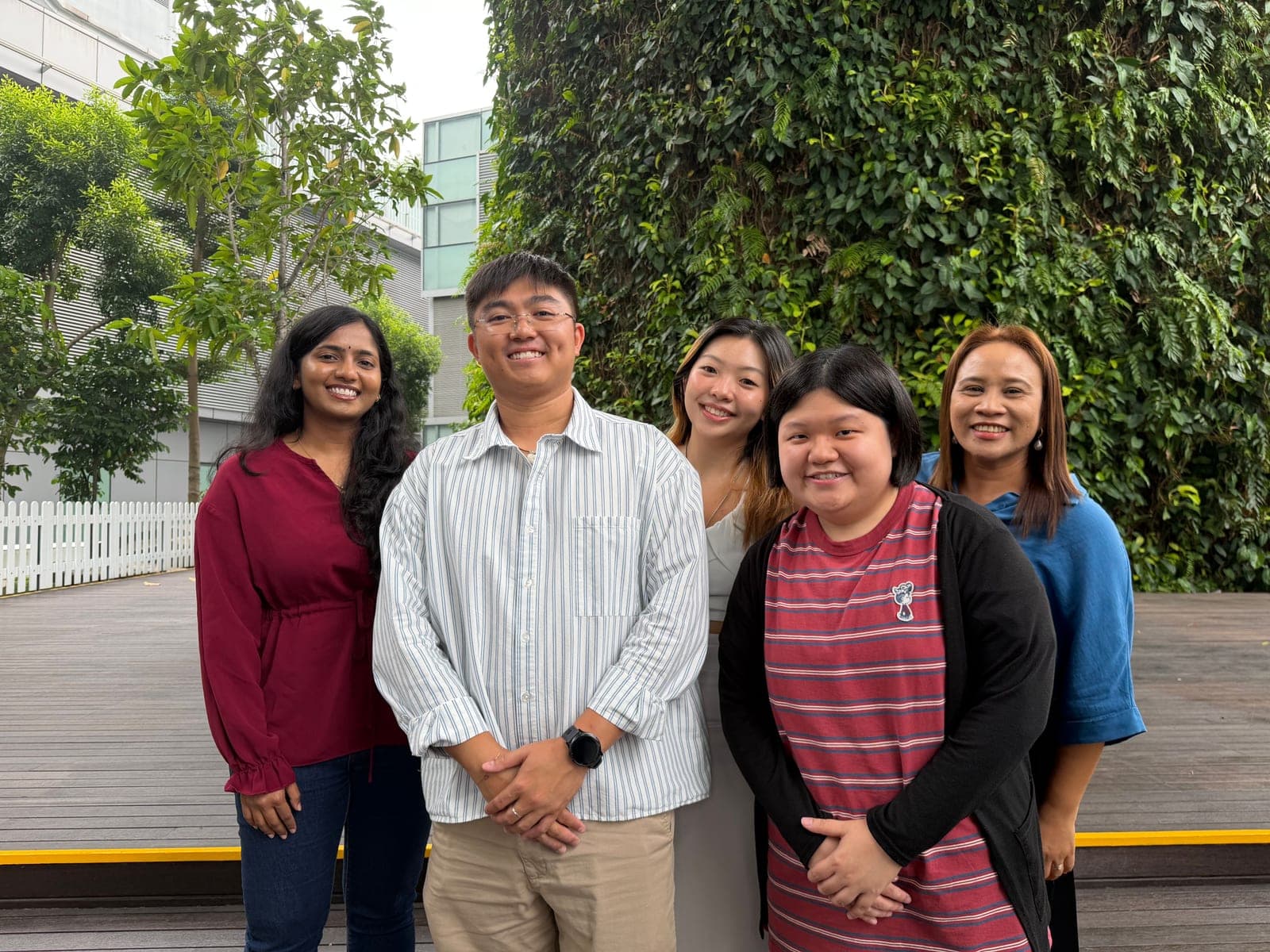 Sharukesi, Edmund, Fion, Ling Yan and Jinky from the We Are Caring team