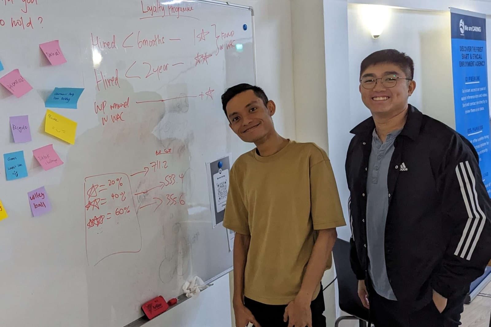 Two We Are Caring consultants working together